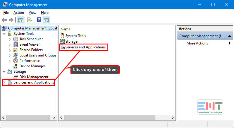 Click the Services and applications section
