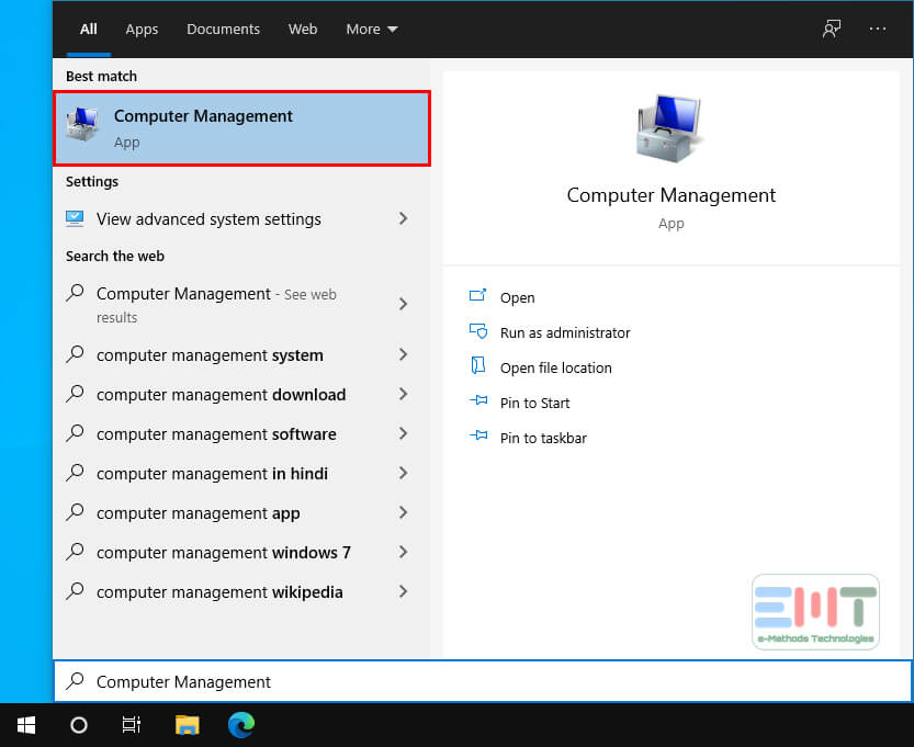 Select ‘Computer management’ option