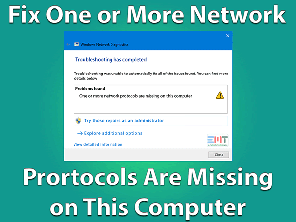 Read more about the article One or More Network Protocols Are Missing On This Computer: ERROR FIXED (Easy Guide)