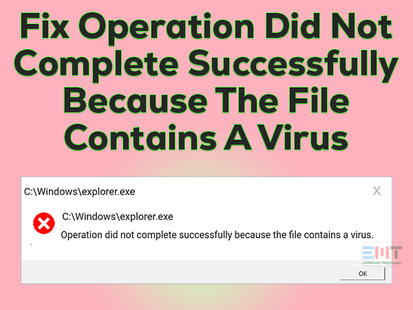 Read more about the article Operation Did Not Complete Successfully Because The File Contains A Virus